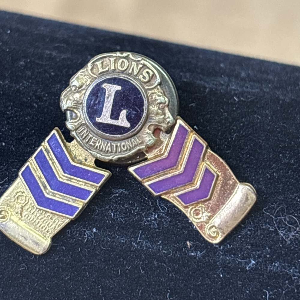 Vintage 1935-36 Lions Clubs International Screw Back Pin w/ 2 Service Chevrons
